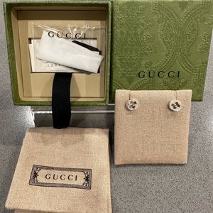 Gucci Sterling Silver Logo Earrings